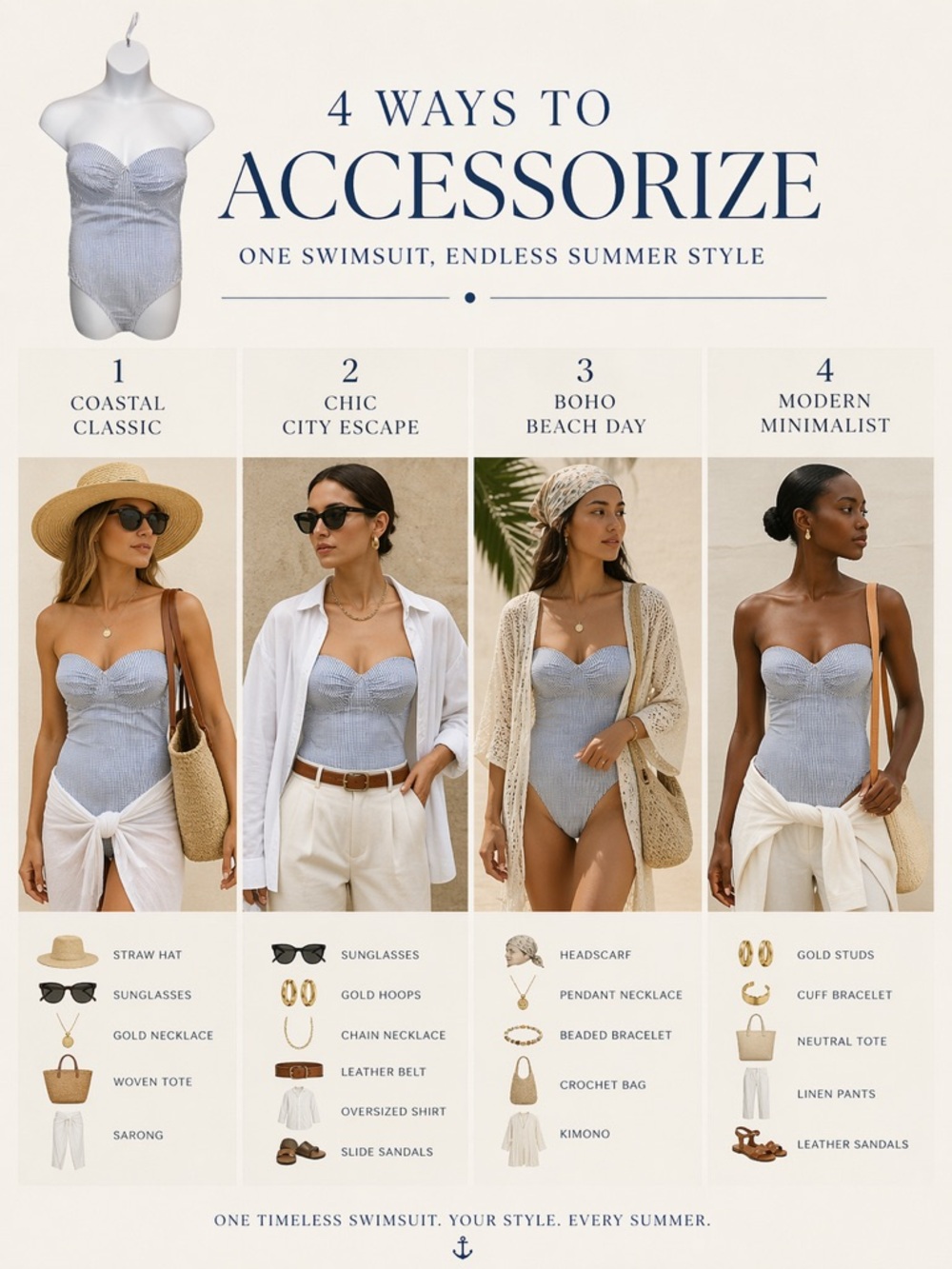 J. Crew Women’s Size 12 Blue & White Strapless Seersucker One-Piece Swimsuit - Picture 2 of 5